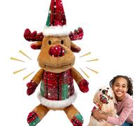 CIIVURR Christmas Dog Squeaky Toys with Crinkle, Xmas Interactive Plush Dog Toys, Dog Enrichment Chew Toys to Keep Them Busy, Dog Toys for Small Medium Large Size, Puppy Toys (Hat Deer)
