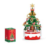 CIJINAY 3D Rotating Christmas Tree Music Box Building Kit - FestiveBricks DIY Decoration with Music Building Block Set for Adults (418PCS)