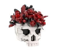 CIJINAY Gothic Floral Skull Red Rose Flower Bouquet Building Block Set, 510 PCS Planter Botanical Collection Home Decor, MOC Construction Toy Gift for Adult (S0087)