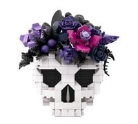 CIJINAY Gothic Floral Skull Red Rose Flower Bouquet Building Block Set, 516 PCS Planter Botanical Collection Home Decor, MOC Construction Toy Gift for Adult (S0112)