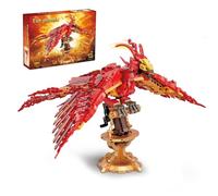 CIJINAY Mythical Flame Bird Building Set - 810PC Red & Gold Phoenix Model Kit with Poseable Wings & Display Stand, Collector’s Construction Toy for Adults/Teens, Ancient Legend Gift