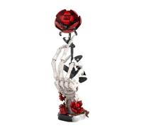 CIJINAY Skeletal Hand & Eternal Rose Building Block Set, 357 PCS Flower Bouquet Building Kit for Adults, MOC Skull Hand Rose Gothic Horror Toy Gift, Home decoration (B1002)