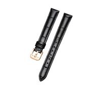 Cijinon Bamboo-Patterned Watch Strap Genuine Leather Universal wristband 12mm-22mm, Black-Rose Gold, 22 mm
