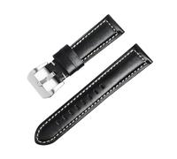 Cijinon Genuine Leather Watch Strap With Pin Pattern Soft and Universal 20mm-26mm, Black, 26 mm