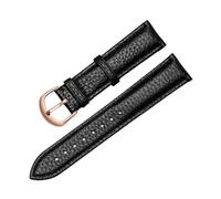 Cijinon Lychee-Patterned Watch Strap Genuine Leather Soft Breathable Universal wristband 12mm-22mm, Black Rose Gold, 16 mm
