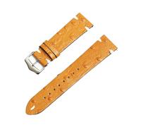 Cijinon Quick-Release Ostrich Pattern Watch Strap With Beveled Edges and Double-Sided Genuine Leather Pin Buckle Universal 20mm/22mm, Yellow, 22 mm