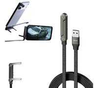 Cikiki 2 in 1 Invisible Holder Charger Cable with Stand,240W Braided USB C to USB C Cable Fast Charging with Folding Phone Stand,for Smartphones Tablets Phone