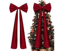 Cikiki 6 Ft Giant Bows for Christmas Tree, Big Red Velvet Bow for Tree Topper Window Wall Mantle, Indoor Home Room Party Valentines Xmas Decoration