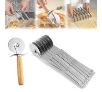Cikiki 7 Wheel Pastry Cutter, Stainless Steel Manual Adjustable Dough Cutter with Single Wheels Pastry Cutter, Pizza Slicer Pasta Making Tool, Biscuits Cakes Dough Kitchen DIY Tool