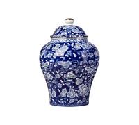 Cikiki Blue and White Decor Ginger Jars, Traditional Chinese Blue and White Porcelain Ceramic Ginger Jar with Lid Home Kitchen Decoration for Storing Cookies Tea Coffee Beans or Flower