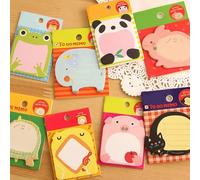 Cikiki Cartoon Cute Zoo Animal Paradise Korean Stationery Repeatedly H6A1 Posted Sticky Notes Pads, Neon, Large, Translucent, Medium, Transparent Sticky Notes, 1 Count