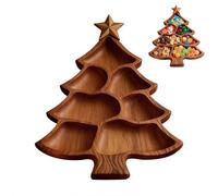 Cikiki Christmas Wooden Appetizer Tray Christmas Tree Shaped Wooden Serving Platter Sushi Serving Wood Charcuterie Board Tray Snack Dessert Candy Dish Plate for Home Kitchen