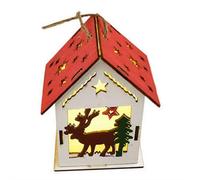 Cikiki Christmas Wooden House Pendant LED Luminous Wood House Ornaments Decorative Hanging Lamp for Xmas Hanging Decor