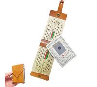 Cikiki Cribbage Board Game Set,Travel Portable Cribbage Board,Playing Card Wooden Cribbage Board with Leather Case for Family Game