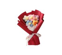 Cikiki Crochet Flowers Bouquet,Hand Knitted Flower Of The Valley,eternal Warm Artificial Flowers Bouquet,faux Plants Home Decor Gift for Mother Father Teacher(red)