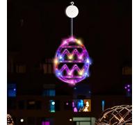 Cikiki Easter Window Lights Hanging Decorations,Easter LED Color Egg Lights with Suction Cup,LED Lamp for Party Holiday Night Bedroom Gifts