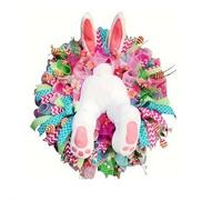 Cikiki Easter Wreaths for Front Door, 15.8 inch Easter Bunny Butt Wreath Decorations, Easter Spring Outdoor Daisy Rabbit Garland for Front Door Outside Home Farmhouse