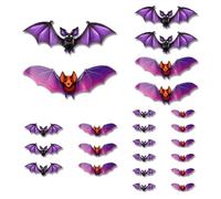 Cikiki Halloween Bats Wall Decor,LED Lighted 3D Bats Wall Stickers Decals,LED Glow in The Dark Hanging Bat Decor for Halloween Party Bedroom Window Indoor Outdoor Home