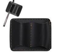 Cikiki Leather Pen Holder For Notebook 2.9 x 2.3Inch Pen Holder Clip Double Slot Pencils Loop For Organizer Pens Holders with Clip