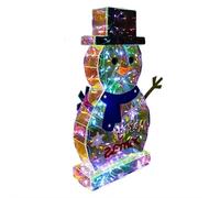 Cikiki Lighted Iridescent Snowman Christmas Decorations, Indoor Rainbow Snowman Ornaments Tables Centerpieces, Colorful Refractive Light Up Holographic PET Winter Home Decor for Xmas Party