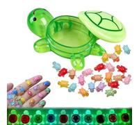 Cikiki Luminous Resin Turtles,6.6 Inch Turtle Storage Box with 100 Pcs Mini Resin Turtles,Cute Tiny Turtles Bulk Ocean Animal Glow in The Dark for Fairy Garden Micro Landscaping Home Decor