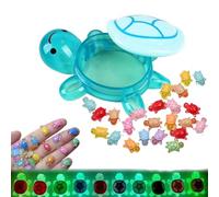 Cikiki Luminous Resin Turtles,6.6 Inch Turtle Storage Box with 100 Pcs Mini Resin Turtles,Cute Tiny Turtles Bulk Ocean Animal Glow in The Dark for Fairy Garden Micro Landscaping Home Decor