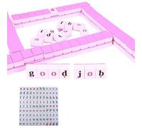 Cikiki Mahjong Tile Set,108 Tiles English Spelling Mahjong Set,Spelling English Words Mini Alphabet Mahjong Tile Set for Travel, Party, Outside
