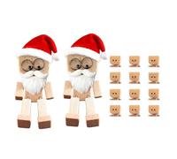 Cikiki Santa Shaking Wooden Man Figurine, Christmas Cute Figure That Sways with Santa Hat and Beard, Shaking Feet Wood Figurines with 12PCS Magnetic Expressions Christmas Decorations