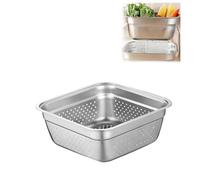Cikiki Stainless Steel Washing Up Bowl, Multi-Purpose Dish Tub for Sink, Large Square Container for Kitchen, Vegetable Washing Basin, Multi-functional Metal Dishpan for Home