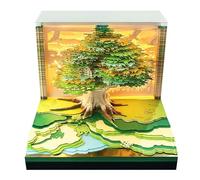 Cikiki Time Piece Calendar 2025,Desk Calendar With Lights 3D Calendar 2025 Memo Pad Carving Art Notepad DIY Sticky Post Craft with Timepiece Calendar