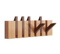 Cikiki Wooden Coat Rack Wall Mounted Sticks Multi Rack Solid Handmade Natural Beech Wood Artwork with Flip-Down Unique Modern Hooks for Coats Bag Hat Umbrella