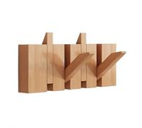Cikiki Wooden Coat Rack Wall Mounted Sticks Multi Rack Solid Handmade Natural Beech Wood Artwork with Flip-Down Unique Modern Hooks for Coats Bag Hat Umbrella