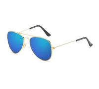 CIKJUK Kids Pilot Sunglasses Boys Girls Metal Frame Cool Mirror Childrens Sunglasses for UV400 Protection Sun Glasses Age 3-9-Black/Blue Mirrored