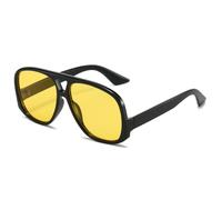 CIKJUK Pilot Sunglasses Womens Mens Retro Square Double Bridge Tinted Lens 70s Designer Square Ladies Vintage Sun Glasses with UV400 Protection Shades-Black/Orange