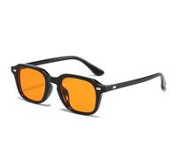 CIKJUK Retro Square Sunglasses Womens Mens Vintage Tinted Lens Rectangular Ladies Sun Glasses with UV Protection-Black/Orange