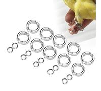 Cikonielf 10Pcs Metal Bird Leg Bands for Parrot Training, Adjustable Opening Clip Rings for Small Medium Large Birds, Secure Foot Ring for Outdoor Flight and Identification