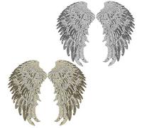 Cikonielf 2 Pairs DIY Angel Wings Sequins Iron-on Patch, 4 Pieces, Angelic Applique Patch for Clothes Decor