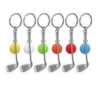 Cikonielf 6pcs Mini Racket Ball Pendant Keychain Key Ring Club and Ball Keyring Keychain Gift for Bags or Key or Other Decoration