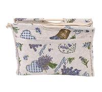 Cikonielf Knitting Tote Bag Knitting Bag Yarn Organizer Bag Exquisite Practical Wood Handle Woven Fabric Storage Bag for Knitting Needles Sewing Tools(Blue Flower)