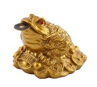 Cikonielf Money Frog Feng Shui Toad Frog Statue Lucky Frog with Coin Chinese Charm for Prosperity Home Decoration(6.5X6X5cm)