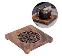 Cikonielf Walnut Wood Square Teapot Mat, Heat Insulation Coaster Tea Accessory for Household Kitchen Table, Heat Resistant Hot Pad, 5.5x5.5x0.8in