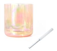 CIKSCO 432Hz Alchemy Crystal Singing Bowl for Yoga Meditation & Sound Healing, Quartz Chakra Bowl with Free Acrylic Striker & O-ring, Gradient Pink Orange (Color : A note, Size : 8")