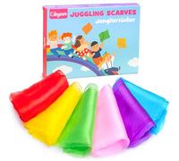 Cikyner Juggling Scarves, 6 Pcs Colorful Chiffon Cloths 60x60cm Dance Scarves Juggling Cloths for Dance Gymnastic Clothes Dance Towels for Indoor & Garden Dancing, Juggling, Sensory Game for Children