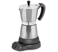 cilio Classico Espresso Maker for 6 Cups Electric 480 W Diameter 11.5 cm Height 25 cm Aluminium Silver Integrated Stove Plate with Warming Function and Reducing Sieve for Travel or Camping