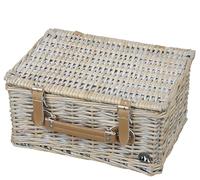 cilio Torino 2 Person Wicker Picnic Basket, Grey | Picnic set for 2 people fully equipped with cutlery, plates, glasses, wicker, portable
