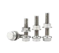 Cilky Metal Screws 1-2Sets M6 M8 304 Stainless Steel Hex Head with Serrated Flange Cap Screw Hex Washer Head Bolt Nut Set(25mm,M6-2sets)