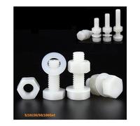 Cilky Metal Screws 10 Set M3 M4 M5 M6 M8 White Outer Hexagonal Nylon Screw Nuts Washer Metric Threaded Insulated Plastic Bolts Combination Set(M6x15)