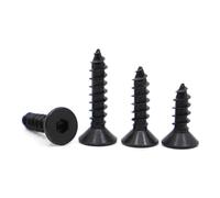 Cilky Metal Screws 10pcs M4 M5 M6 Self-tapping Screw Carbon Steel Flat Head Black Inner Hex Countersunk Tapping Wood Bolts(16mm,M5 10pcs)