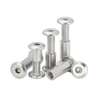 Cilky Metal Screws 2-10Sets Hex Socket Screw Locking Splint Screw Nut Combination Album Butt Account Book Nail Edge Chamfer 304 Stainless Steel (Size : M3x6x4 (10Set))