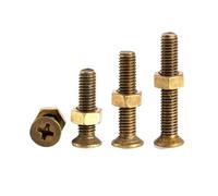 Cilky Metal Screws M2 M2.5 M3 M4 M5 M6 2 in1 Brass Copper Countersunk Head Cross Bolt Nut Combination Cross Flat Head Screw Hex Nut Sets(M2.5x10mm-20Sets)